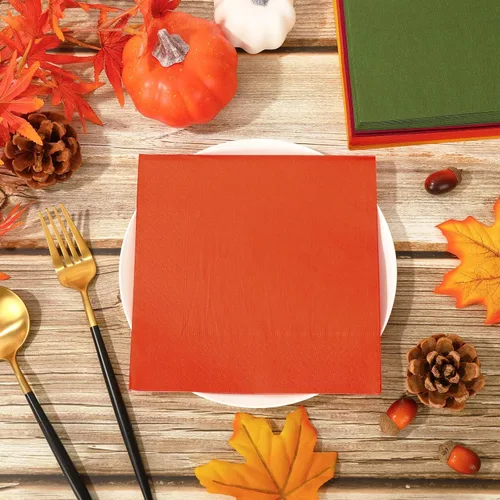 Miniatura 3 de Whaline 80 servilletas de papel de otoño de Acción de Gracias, desechables, color rojo, naranja, amarillo, verde, para cosecha, hogar, fiesta