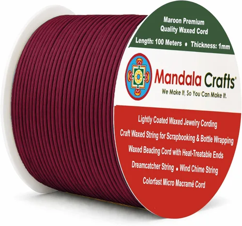 Miniatura 146 de Cuerda Mandala Crafts 0.03 pulgadas 109 yardas para hacer joyería, artesanía, macramé, cuerda de algodón encerado Negro