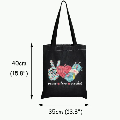 Miniatura 2 de JXGZSO Bolsa de maquillaje de ganchillo de amor de la paz del bolso del proyecto que hace punto con el regalo de la tejedora de, Peace Love Crochet