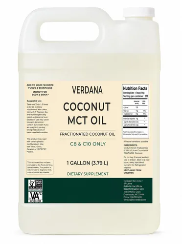 Organic Verdana MCT aceite de coco – 1 galón – 100% de Coco – y sin aceite de palma – Primera calidad – Puro, MCT verdadero con solo C8 de alimentos