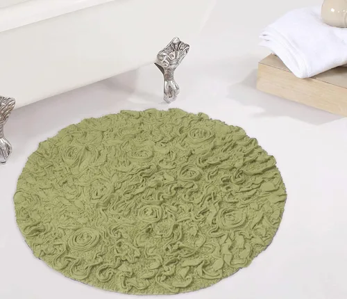 Miniatura 34 de Home Weavers Bell Flower Collection - Tapetes de baño copetudos 100 % algodón, extrasuaves y absorbentes, antideslizantes, lavables a máquina, lino