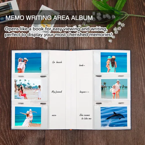Miniatura 5 de Álbum de fotos de 180 bolsillos para cámara Fujifilm Instax Mini, álbum de fotos con espacio de escritura para Polaroid, cubierta de cuero, foto