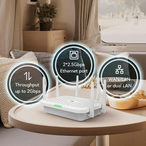 Miniatura 9 de InHand FWA02 5G Router Wi-Fi 6 (DL 4.76Gbps) Solución de red segura y administrada en la nube dual de 2.5G para el hogar, RV y negocios