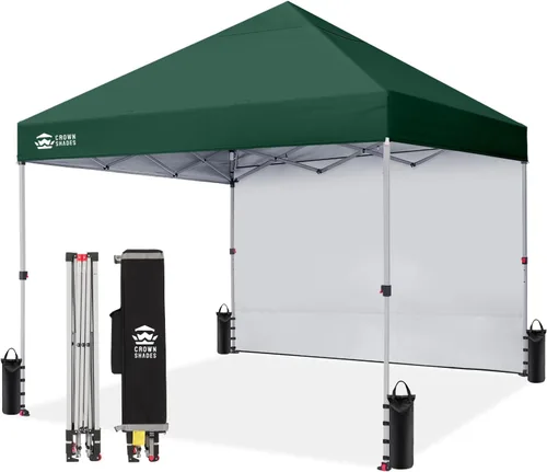 Miniatura 18 de CROWN SHADES - Toldo desplegable de 12 x 12 pulgadas con tela recubierta de color plata 150D, incluye 1 pared lateral extraíble, 4 cuerdas, 8