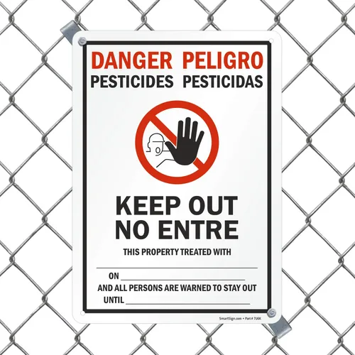 Miniatura 3 de SmartSign Cartel bilingüe "Danger - Pesticides, Keep Out No Entry" Plástico de 10 x 14 pulgadas