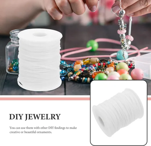 Miniatura 9 de EXCEART 1 rollo de cuerda de goma hueca de tubo hueco cordón kit para llavero cuerda de cuentas pulseras de la amistad joyería DIY cuerda elástica