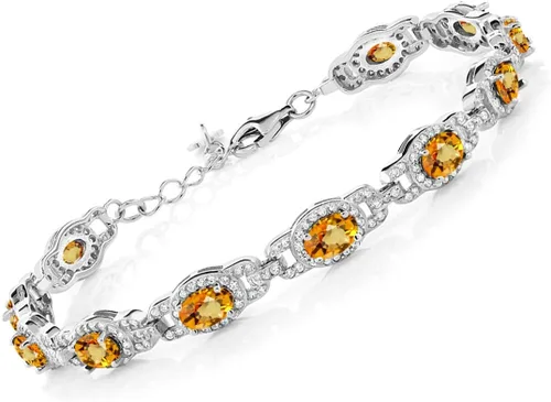 Miniatura 30 de Gem Stone King 7-14 Cttw Oval Gemstone Birthstone Tennis Bracelet For Women 925 Sterling Silver Oval 6X4MM 7 Inch With 1 Inch Extender Fine