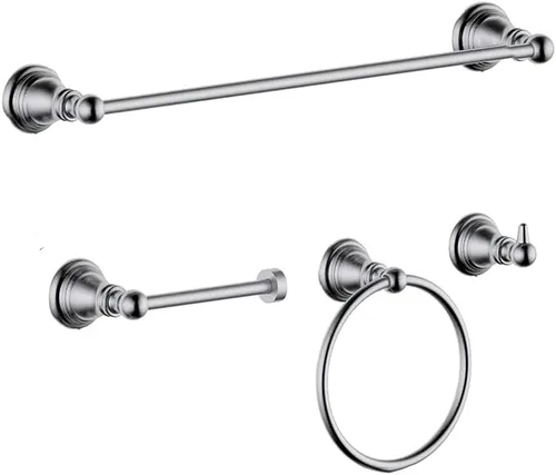 Miniatura 8 de F-080-NB - Juego de accesorios de baño de 4 piezas con toallero de 18 pulgadas, anillo para toallero, soporte para papel, gancho para bata, bronce