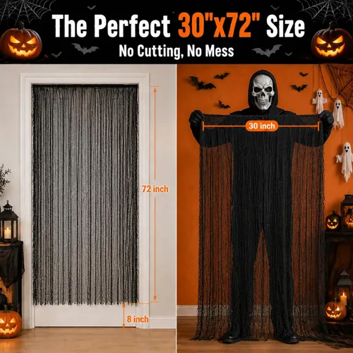 Miniatura 2 de Halatool 6 Pack Creepy Cloth 30x72 Inch, Black Cheesecloth Gauze for Halloween Haunted House Decorations, Spooky Outdoor Yard Window Porch Tree