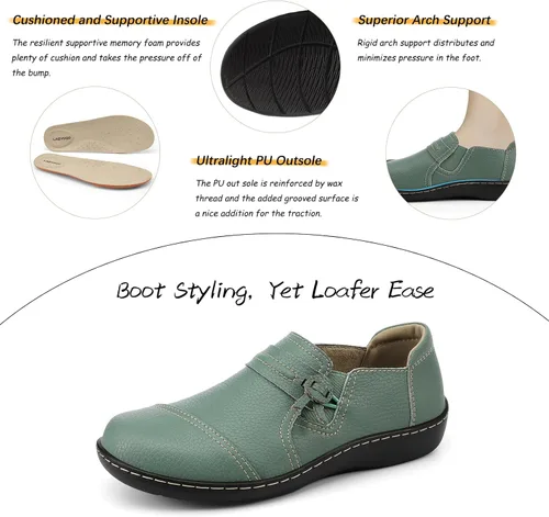 Miniatura 5 de LAZYPOP Mocasines de cuero clásicos y cómodos para mujer, bonitos zapatos de vestir informales, ligeros, para caminar, zapatos planos