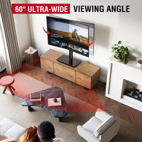 Soporte giratorio universal para TV de 32 a 75 pulgadas con inclinación hacia arriba/abajo, soporte de mesa para TV de 8 niveles de altura ajustable