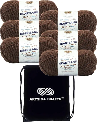 Miniatura 24 de Lion Brand Heartland Capitol Reef 136-140 (3 cadejos - mismo lote de tinte) Hilo estambre medio #4 acrílico para crochet y tejer con bolsa