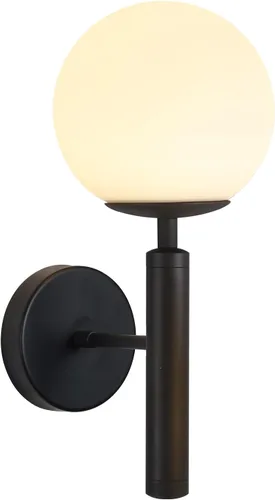Miniatura 13 de KCO Aplique de pared de globo de vidrio de leche, apliques de pared de latón cepillado de mediados de siglo, lámpara de pared dorada moderna, Dorado