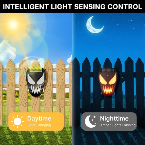Miniatura 5 de Repelente solar nocturno de animales con llama parpadeante, repelente de mapache solar impermeable, disuasorio de coyote al aire libre para zorro