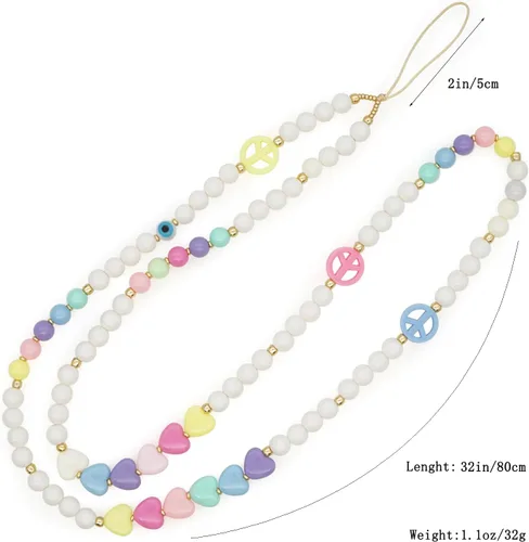 Miniatura 3 de Beaded Phone Charm Lanyard Strap Crossbody Fixed Beads Pearl Neck Chain