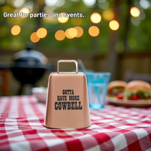 Miniatura 6 de Bevin Bells "Gotta Have More Cowbell" (X-Pequeño) Campana de Vaca de Kentucky con Color Cobre Hecha de Acero Fabricantes de Ruido Fuerte