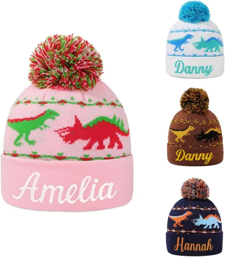 Gorros personalizados de dinosaurio para bebé, sombrero personalizado para niños, sombrero bordado con nombre para niño y niña