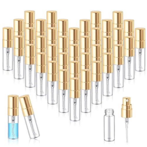 Miniatura 13 de Zhehao - 200 unidades de mini botellas de spray de 5 ml, botellas de vidrio transparente para perfume, atomizador de perfume recargable con Tapa