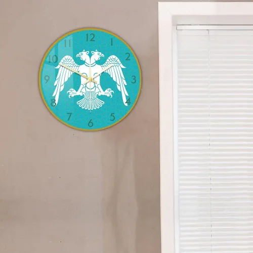 Miniatura 8 de The Geeky Days Reloj de pared de cuarzo silencioso de 12 pulgadas, selyúcida con diseño de águila de doble cabeza, diseño de impresión acrílica