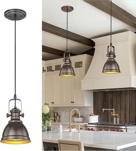 Luces Colgantes para Isla de Cocina, Accesorios de Iluminación Colgante de Granja con Soporte de Metal, Iluminación Colgante Rústica de Cocina Sobre