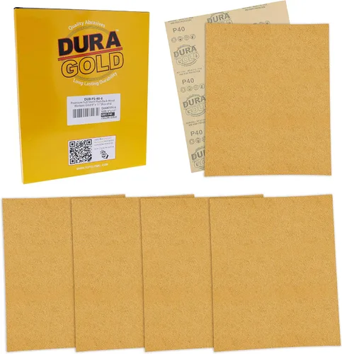 Miniatura 15 de Dura-Gold Papel de lija dorado prémium de 9 x 11 pulgadas, 2 hojas de lijado de grano 320, 80, 120, 150, 220, 10 en total, para carpintería