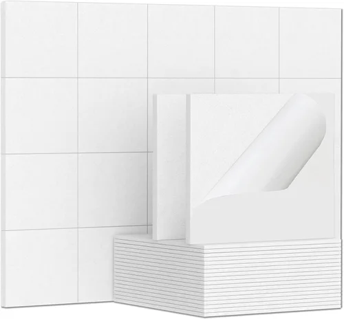 Miniatura 14 de TroyStudio 20 Paneles Acústicos, 12 x 12 x 0.32 Pulgadas Azulejos de Revestimiento de Pared de Fieltro de Poliéster Paneles Absorbentes de Sonido