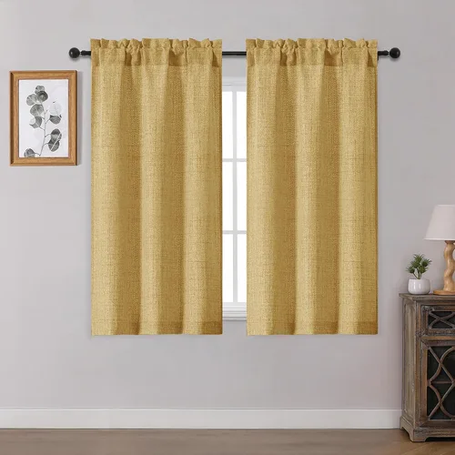 Miniatura 45 de OWENIE Cortinas de Cocina Negras Sobre Fregadero de 24 Pulgadas de Largo, Juego de 2 Paneles, Cortinas Cortas de Café con Textura Filtrante de Luz