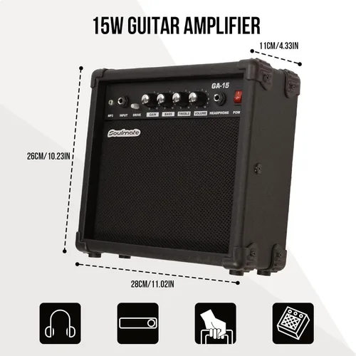 Miniatura 8 de Soulmate - Kit de guitarra eléctrica para principiantes de 39 pulgadas, tamaño completo, guitarra eléctrica de cuerpo sólido con pastilla HSS