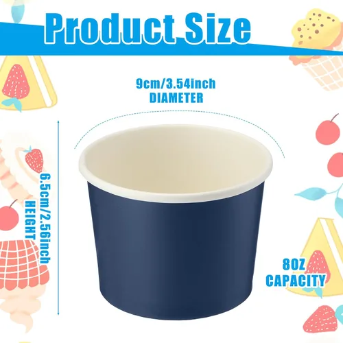 Miniatura 2 de Didaey 100 cuencos de papel desechables para helados, recipientes de postre para yogur y postre, cuencos desechables de yogur para postre