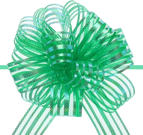 Miniatura 24 de MECCANIXITY 5 lazos metálicos de organza de 4 pulgadas para envolver regalos, color rosa claro para cestas de boda, regalos de Navidad, día de San
