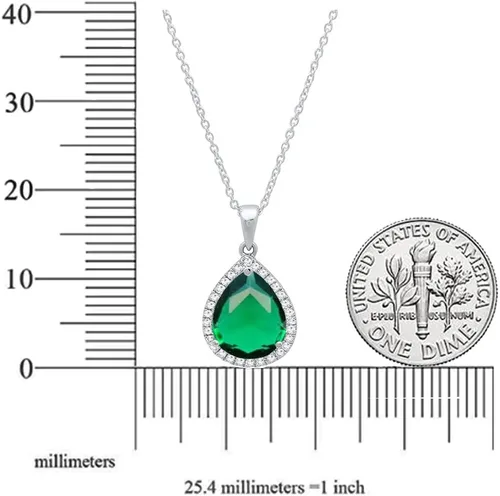 Miniatura 23 de Dazzlingrock Collection Colgante de lágrima de diamante de corte de pera de 18K 10X7 MM creado en laboratorio y diamante de corte redondo, oro blanco