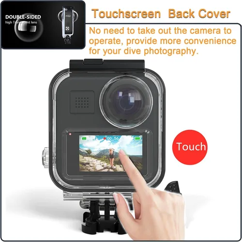 Miniatura 4 de Carcasa impermeable para GoPro MAX 360 con pantalla táctil, carcasa protectora de buceo subacuático con soporte para GoPro MAX360 Kit de accesorios