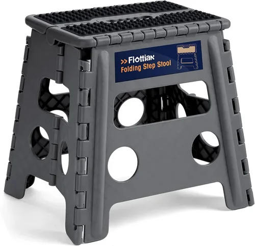 Miniatura 9 de Flottian Taburete plegable de 9 pulgadas para adultos y niños con capacidad para hasta 300 libras, taburetes plegables antideslizantes con asa