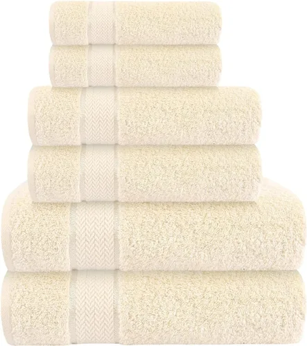 Miniatura 19 de Juego de toallas de baño - 100% algodón - 2 toallas de baño, 2 toallas de mano y 2 paños - Grandes, secado rápido, absorbentes, suaves, lujosas