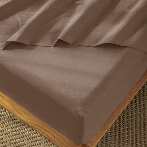 Miniatura 21 de MooMee Sábana bajera ajustable de solo 100% algodón lavado con textura parecida al lino, transpirable, duradera, suave, cómoda, bolsillo profundo