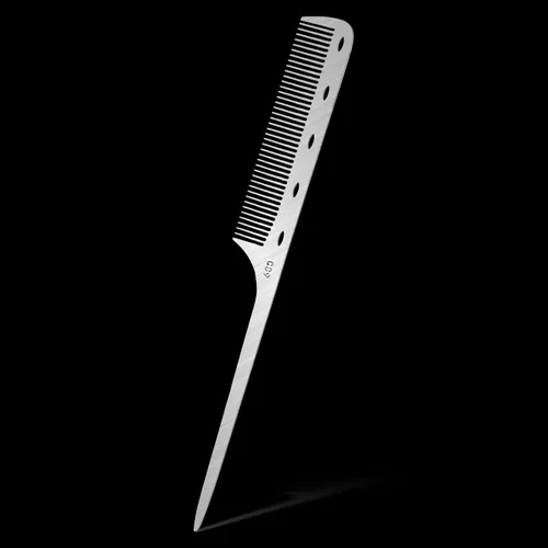 Peine de cola de rata de metal con púa de metal, peines de pelo de acero inoxidable, parte superior plana, peines de corte fino, peine de peluquero