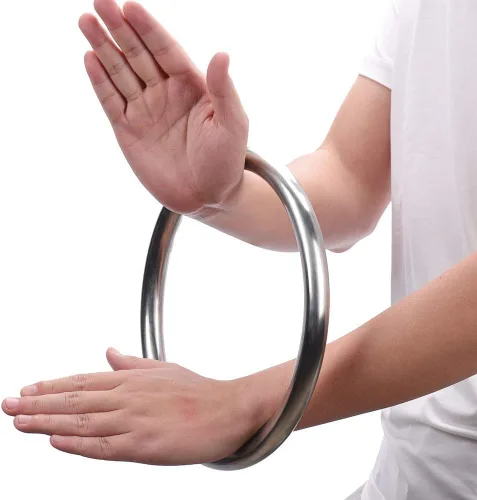 Miniatura 2 de HYOUT Anillo de acero inoxidable Wing Chun Yewen Sau de entrenamiento manual adhesivo para fuerza de mano Tsun Siu Lum Kung Fu de autodefensa