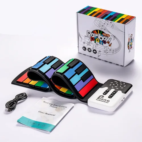 Miniatura 8 de POGOLAB Piano de teclado enrollable de 49 teclas, teclado plegable eléctrico digital portátil, recargable, 8 tonos, 6 canciones de demostración Arco