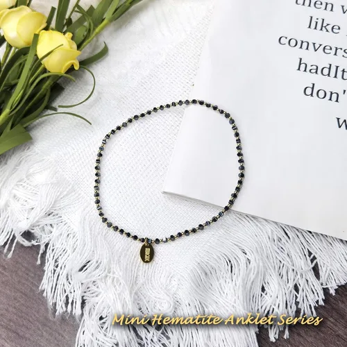 Miniatura 4 de Morchic Tobillera de hematita para mujer, cadena de pie hecha a mano, joyería elástica para chakras de playa
