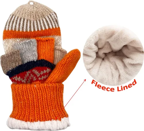 Miniatura 17 de Beurlike Guantes de invierno para mujer, de lana cálida, a prueba de viento, convertibles, sin dedos