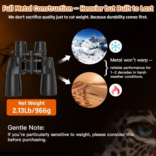 Miniatura 2 de Prismáticos 10-30x50 con Zoom para Adultos, Prismáticos Militares de Alta Potencia para Observación de Aves, Viajes, Caza, Conciertos con Vista