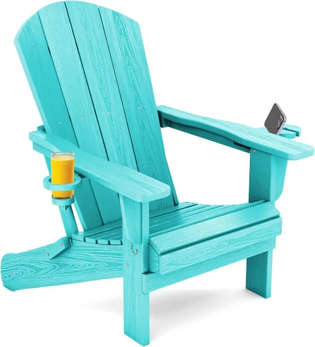 SERWALL - Silla Adirondack con portavasos - Sillas Adirondack de composite HDPE para exteriores, uso para todo tipo de clima - Aruba Rojo