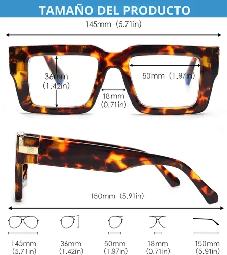 Miniatura 5 de JM Paquete de 3 gafas de lectura estilo Oprah para mujeres y hombres, elegantes gafas cuadradas con bloqueo de luz azul Color mixto
