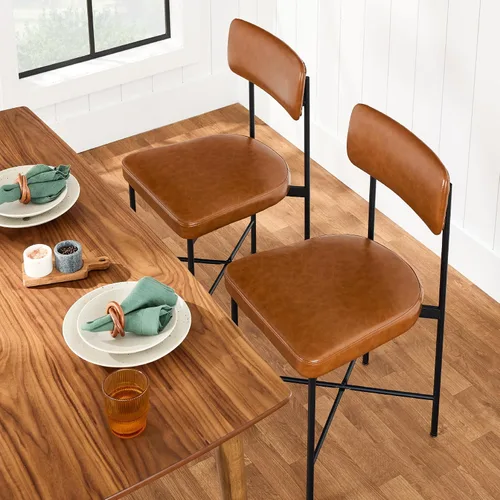 Miniatura 2 de Best Choice Products Juego de 2 sillas de comedor de piel sintética, altura estándar, cojines acolchados con marco de metal para cocina y comedor