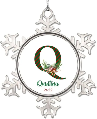 Miniatura 7 de Monograma inicial letra A copo de nieve, adorno de bayas de pino de Navidad para decoración de árbol de Navidad, adornos de Navidad personalizados
