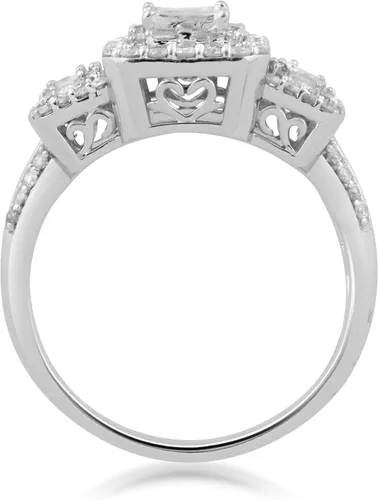 Miniatura 4 de Anillo de compromiso de diamantes, oro blanco 10 quilates (1 quilate, color I-J, claridad I2-I3)