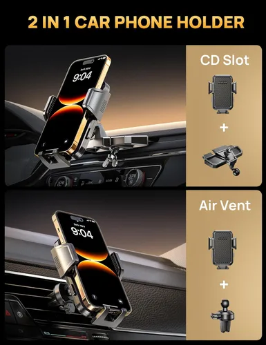 Miniatura 3 de Soporte de teléfono para CD, soporte para teléfono de coche y clip de ventilación de aire [Compatible con fundas gruesas], soporte de teléfono