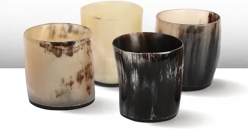 Miniatura 12 de Handicrafts Home Juego de 4 vasos de chupito hechos a mano, patrón entrecruzado de 6.5 onzas, chupitos de whisky vikingo naturales para cócteles