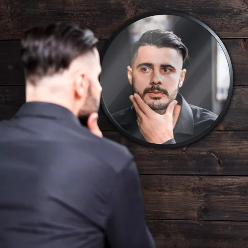 Miniatura 3 de HBCY Creations Espejo redondo pequeño, espejo de pared negro de 16 pulgadas para entrada, baño, sala de estar y más, espejo minimalista moderno