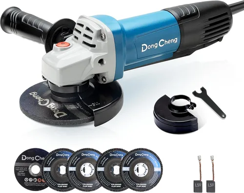 DongCheng Amoladora Angular de 4-1/2 pulgadas 6.7-Amp Interruptor de Paleta 11800RPM Herramientas Eléctricas Amoladoras con Discos de Corte y
